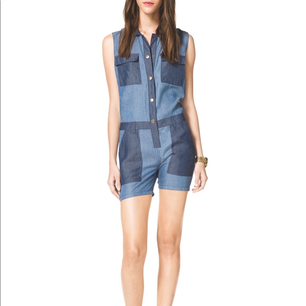Michael Kors Two-Tone Chambray romper